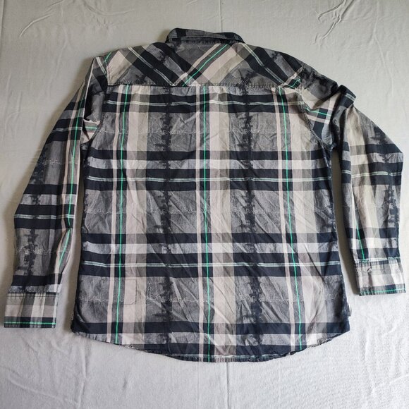 Zoo York casual button down shirt men's size XXL grey plaid long sleeve slim fit - Picture 3 of 11